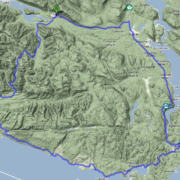 A map of the riders 260km round trip Big Trees Pedal Powered Tour.