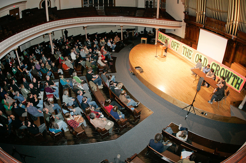 Stage and crowd at the very start of the night. The crowd increased another 30% in size over the next half hour!