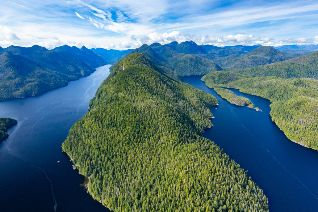 Looking down the Sydney Inlet fjord (left) and toward Pretty Girl Cove (right).